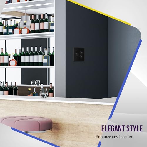 Image of ENERLITES Combination Toggle Light Switch /Duplex Receptacle Outlet Wall Plate, Mid-Size 2-Gang 4.88 inch x 4.92 inch, Polycarbonate Thermoplastic, 881121M-BK, Black (2 Pack)