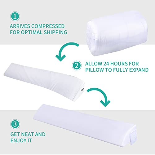 Moavica Bed Wedge Pillow, King Size(10"X6"X76") Between Your Mattress And Headboard Or Wall, Bed Gap Filler (0-7") (Arched White) #TOP6