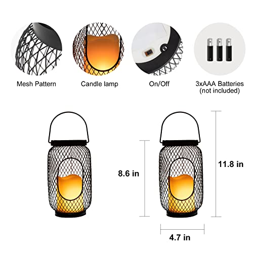 Pearlstar Battery Flickering Flame Candle Lanterns Lights, 2 Pack Hanging Metal Desktop Decorations Lamps For Indoor Table Outdoor Desk Patio,Parties,Lawn Weddings Decor #TOP2