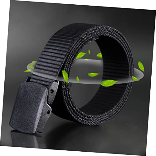 FRCOLOR 2pcs Men Casual Nylon Canvas Belt Plastic Buckle Comfortable and Breathable Web Belt for Outdoor Activities Heavy Duty Work and Daily Wear Black2