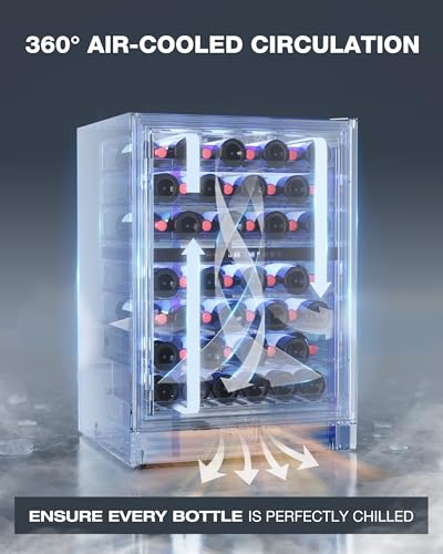 ICEVIVAL 24 Inch Dual Zone Wine Refrigerator, 54 Bottle Under Counter Wine Fridge for Built-in or Freestanding, Wine Cooler with Glass Door, Removable Shelves for Home, Office (Blcak) on Fridge.com