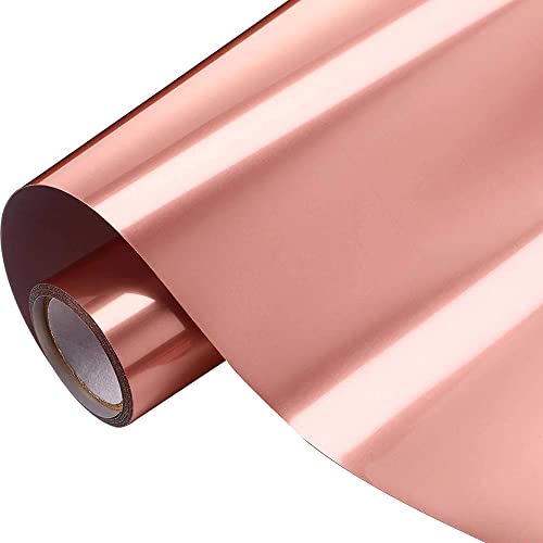 Vinilo Textil Termoadhesivo - 30,5 x 305cm Rollo de Vinilo Transferencia de Calor, Vinilo Termoadhesivo Textil para Todas las Máquinas de Corte, HTV para Ropa, Sombreros, Telas (Oro Rosa) Cover