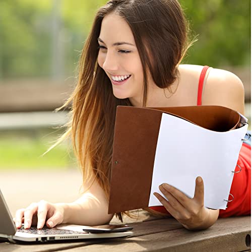 Binder Organizer Vintage Faux Leather 3 Ring Binder 1 Inch 3 Ring Leather Portfolio Leather Folder Planner Binder Holds 8.5X11 Inch Paper For Office Home Document Photo Diary Supplies (Antique Brown) #TOP4