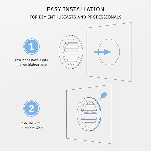 calimaero® WSGB 5" Inch Black Round Metal Air Vent Grill Cover Flat Louver with Fly Screen Fits Only with Metal Ducts