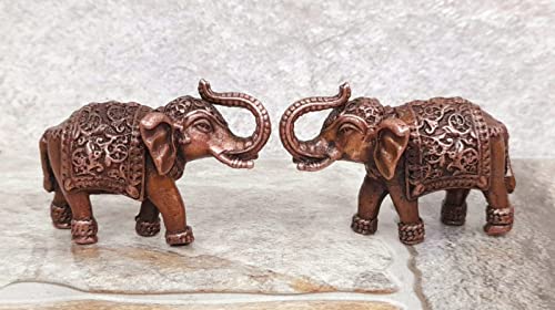 Image of Paired Elephant Murti Copper Idol - 1.3 in - Pack of 2