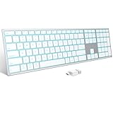 OMOTON Wireless Keyboard for Mac with Forged Metal Frame - 2.4G & Dual Bluetooth (BT1/BT2), Type-C/USB A Receiver, Ultra-Thin, Backlit, Full Size Keyboard for Mac/MacBook/iMac, White