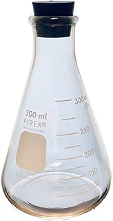 Corning Pyrex #4980-300, 300Ml Narrow Mouth Erlenmeyer Flask with Rubber Stopper 300Ml