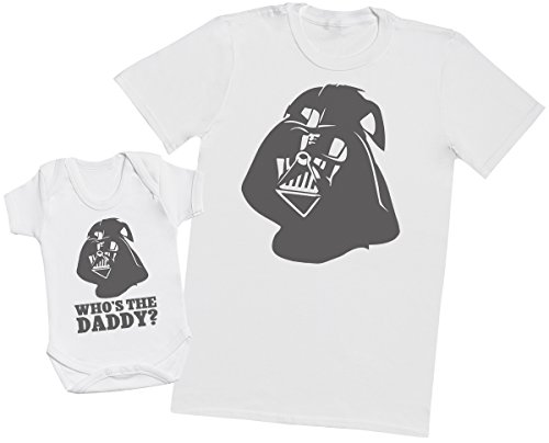 Zarlivia Clothing Who's The Daddy? - Ensemble Père Bébé Cadeau - Hommes T-Shirt & Body bébé - Blanc - Small & 12-18 Mois