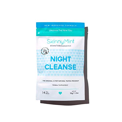 SkinnyMint Night Cleanse Teatox. All-Natural and Effective Detox Tea. Help Reduce Bloating and Restore Digestive Balance. Support Relaxation.