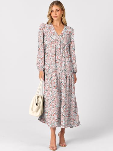 ANRABESS Womens Long Sleeve Boho Maxi Dress 2025 Fall V Neck Floral Striped Casual Loose Fit Beach Vacation Dresses4