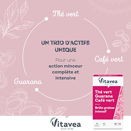 VITAVEA BIEN-ETRE - Complément Alimentaire Minceur - Brûleur de Graisse Intensif Puissant, Perte de Poids - Thé Vert, Guarana, Café vert – 45 gélules - Cure de 45 jours - Fabriqué en France – Image 3