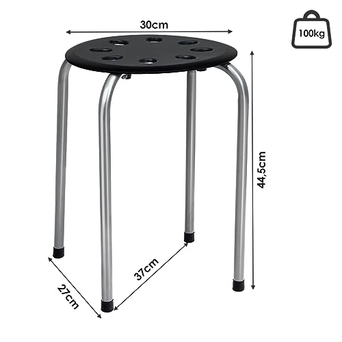 Miniatura 3 de Goplus Juego De 6 Taburetes Apilables De Metal, Taburetes Redondons Sin Respaldo Con Asiento Plástico, Conjunto De Taburetes Portátile Para Cocina Comedor Escuela Oficina, 37 37 44 Cm Gris