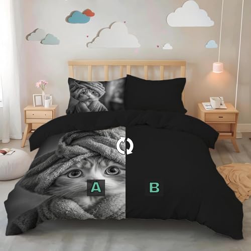 Housse de couette 200x200 microfibre hypoallergénique chat