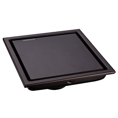 HANEBATH 6 Inch Square Shower Floor Drain with Tile Insert Grate, Oil Rubbed Bronze