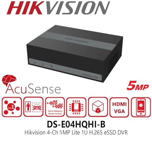 Image of HIKVISION 4 Channel H.265 [Built-in 512 GB SSD] eDVR Human and Vehicle Motion Detection 2.0 Up to 3K /5 Mega Pixel Camera Support DVR with 14 Days Recording* + USEWELL HDMI, Black