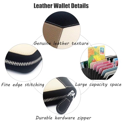 RFID Genuine Leather Wallet for Women, Large Capacity Zipper Purse, Credit Card Holder, Birthday Gift for Female Ladies Mom Wife Girlfriend Aunt2