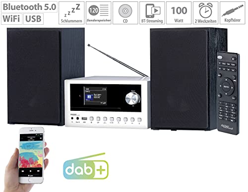 auvisio Internetradio: Micro-Stereoanlage mit Webradio, DAB+, FM, CD, Bluetooth, USB, 100 W (Kompaktanlage, Stereoanlage, DAB+ & Internetradio, Web) – Bild 4
