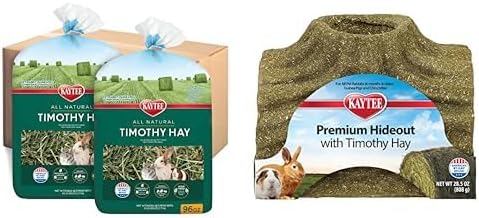 Kaytee All Natural Timothy Hay, 12 lb Premium Timothy Treat Hideout for Small Animals, Large Bundle