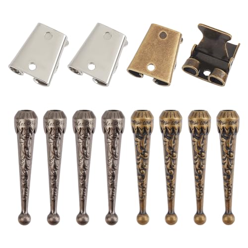 PH PandaHall Kit de 2 colores para hacer corbatas, accesorios de corbata de bolo de hierro, 4 piezas de cierre deslizante de bolo, 8 puntas de corbata de aleación, tapas de extremo de repuesto para