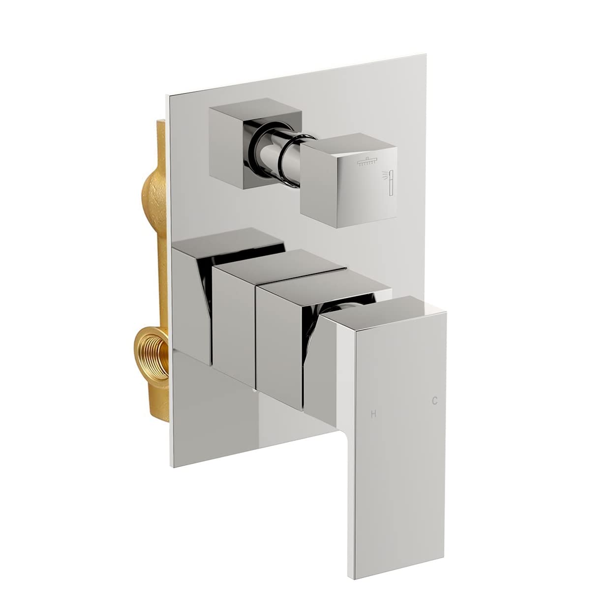 Nes Home Concealed Twin Shower Mixer Valve with Built in Diverter - Chrome Brass