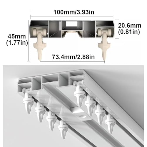 Séparation de chambre discrète avec rail de rideau double au plafond - 2