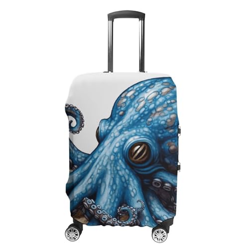 Blue Octopus Travel Luggage Cover Anti-scratch Suitcase Cover Elastic Suitcase Protective Cover Fits 19-32 Inch Luggage S