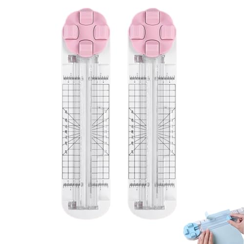 4-in-1 Multi-Function Paper Trimmer,Bidirectional Papers Cutter, Equipped with Straight,4 in 1 Paper Cutter 4 Styles Craft Paper Cutter Multi-Function Scrapbooking Tool (Pink-2PCS)
