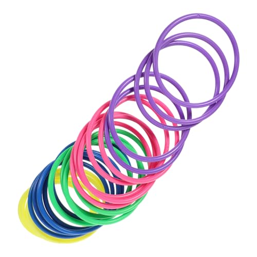 CONGARTENO Lot de 24 Anneaux à Lancer en Plastique Solide 10 Cm Colorés, Jeu D'agilité pour Garçon Et Filles De 4 à 8, pour Jeux Extérieurs Et Activités De Lancer