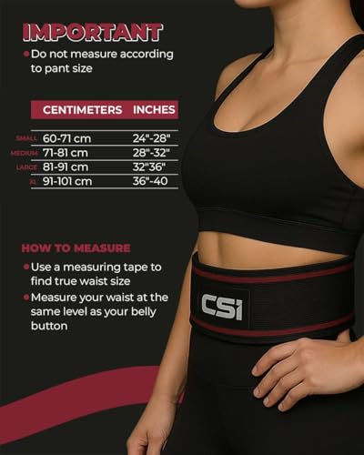 Image of CSI Weight Lifting Belt - Gym Belt for Weight Lifting | Powerlifting | Deadlift | Exercise | Crossfit & Strength Training Waist Supports for Men Back Support Squat - Gym Belt for Weightlifting, Powerlifting & Deadlifts | Black | XL |