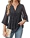 VALOLIA Black Blouses for Women: Sequin Top - Party Tops for Women - Womens 3/4 Sleeve Tops Black Medium