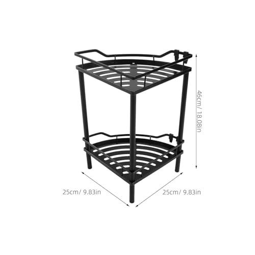 Estante de baño triangular FRCOLOR de acero al carbono negro con soporte de trípode estable 4