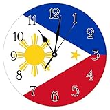 Dekorative Wanduhr mit Philippinen-Flagge, Retro-Bauernhaus, 30,5 cm, r&e Wanduhr, Philippinen, Wanduhren, nicht tickend, batteriebetrieben, Heimdekoration, Uhren für Küche & Esszimmer