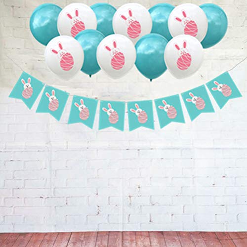 Cabilock 1 set paasfeest decoraties met konijntje banner ballonnen en taart toppers - Image 4