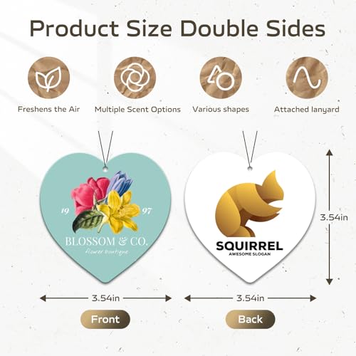 Image of HINFKA Custom Car Air Fresheners for Company Logos | Business Gifts; Event Giveaways; 10-1000 Pcs Bulk Orders; Double-Sided Print; Scent Options Available; Heart