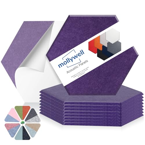 Mollywell Hexagon Acoustic Panels, High Density, Soundproofing, Decorative Noise Reduction