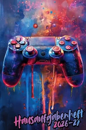 Hausaufgabenheft 2026-2027 Für Videospiel-Fans Umfassender Tagesplaner für Schüler mit Wochenübersichten Jahreskalender und Seiten zur Nachverfolgung der schulischen Leistung.