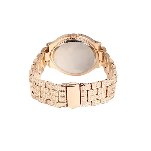 Image of Haute Sauce Women's Embellished Analog Dial with Stainless Steel Strap | Battery Power | Foldover Closure | Quartz Movement | Fashion Wrist Belt Watch for Female and Girls