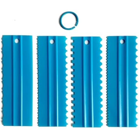 CEWIFO Cake Scrapers Set Decorating Comb and Icing Smoother, Plastic Sawtooth Scraper Polisher Butter Mousse Cream Cake Edge DIY Tool -8 Design Textures (Blue) Cover