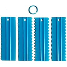 Cake Scrapers Set Decorating Comb and Icing Smoother, Plastic Sawtooth Scraper Polisher Butter Mousse Cream Cake Edge DIY Tool -8 Design Textures Blue
