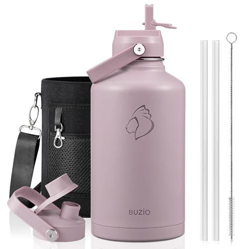 Image of BUZIO Triple Wall Vacuum Water Bottle with Dust-Proof Straw & Spout Lids