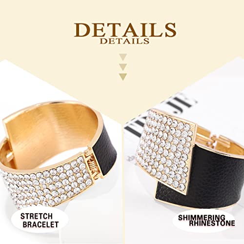 ELABEST Stylish Rhinestone Bracelet Cuff Bracelets Stretch Bracelets Sparkly Hand Chain Wedding Parties Jewelry Accessories for Women4