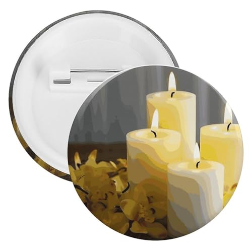 Broche papillon jaune personnalisée et bougies blanches pour badge enseignant