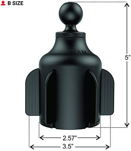 RAM Mounts Stubby Cup Holder Ball Base RAP-B-299-4U with B Size 1" Ball Compatible with Cup Holders 2.57" to 3.5" in Diameter