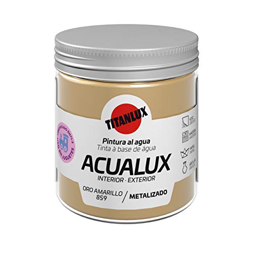 Miniatura 3 de Titanlux Acualux Pintura Acrílica Multiadherente Metalizado Oro Amarillo 75 Ml