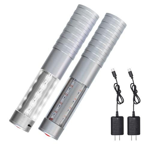 Strobe Bottle Girl Lights Baton Reusable Rechargeable LED Bottle Service Lights Service LED Champagne 2 Pcs for Bar Club Birthday Weddings Parties(Silver White Light)