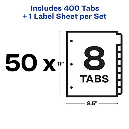 Image of Avery Index Maker Clear Label Dividers, 8-Tab, White, 100 Sets
