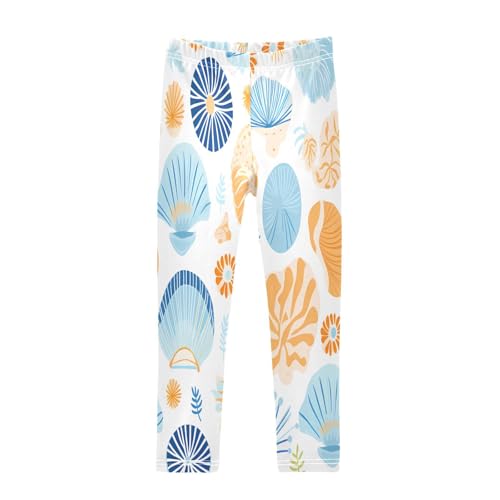 Bolaz Toddler Girls Leggings Printed Yoga Pants Leggings Blue Orange Shell for Kids