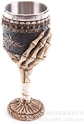 Skeleton Goblet Wine Chalice Skull Mug Gothic Cup Stainless Steel Skull Beer Cup Novelty Decorative Beer Tankard Halloween Party Bar Home Decoration Cup Men Christmas Birthday Gifts Father's Day Gift
