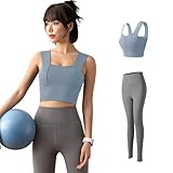 [Karsaer] ヨガウェア レディース スポーツウェア スリムフィット ハイウエストヨガパンツ タイツ お腹引き締め ヨガウェア上下セット おしゃれ 通気性 伸縮性 吸汗速乾 トレーニングウェア カップ付き ヨガの服 レディース ジムウェア A8127