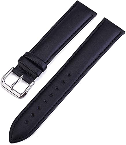 Bracelet montre cuir noir 14mm de qualité supérieure et boucle en acier inoxydable